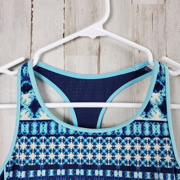 Lands' End Tankini Racerback Swim Top Blue Geometric Size 8 - Picture 5 of 8